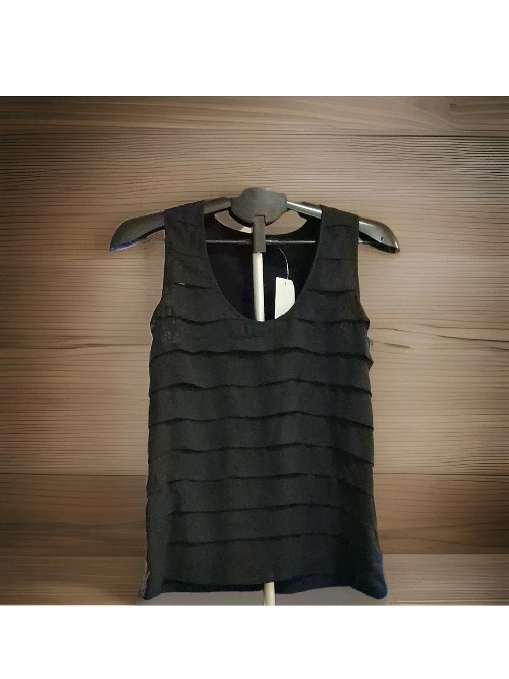 Saks Fifth Avenue Black Layered Scoop Neck Tank